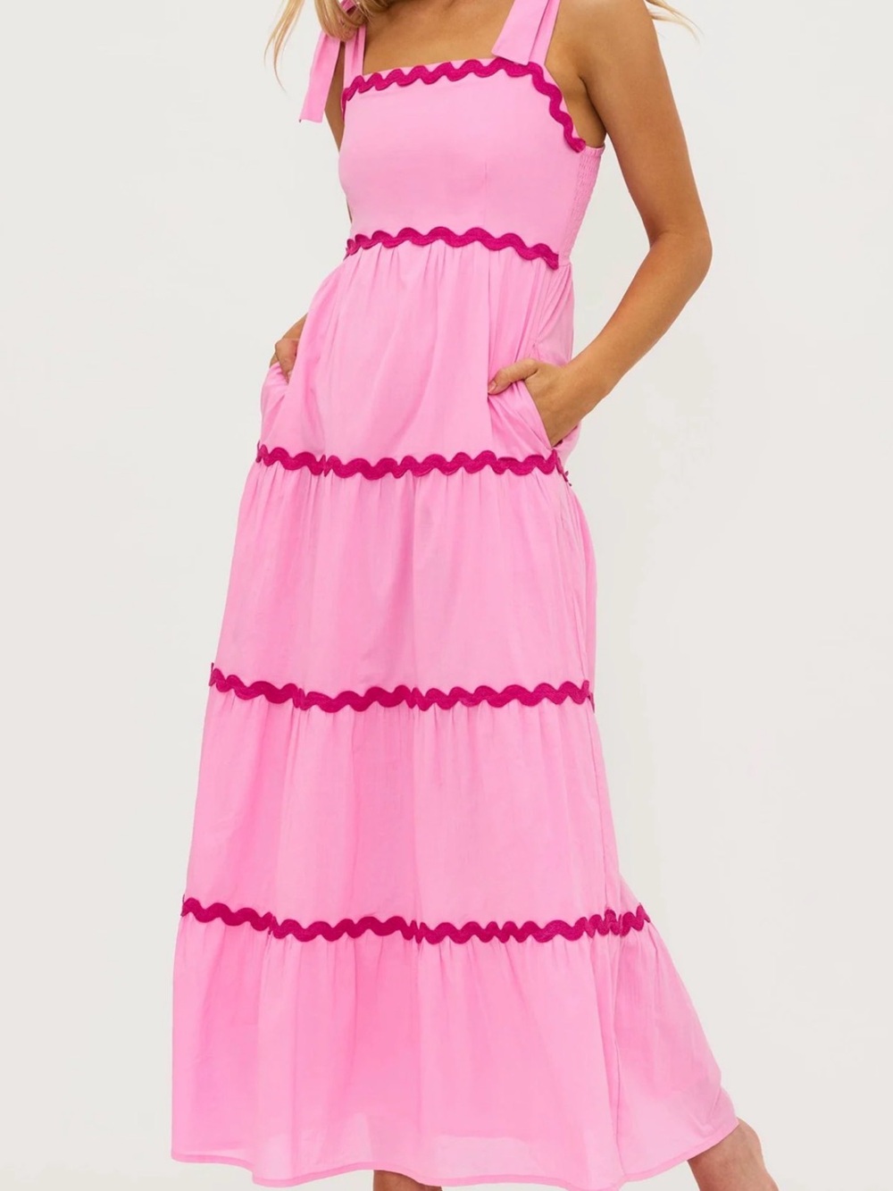 Beach Riot Charlotte Dress Sweet Berry Wave Pink
